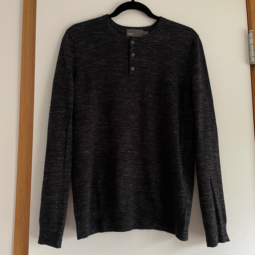 Men’s Vince Black & Gray Wool/Linen Sweater- M